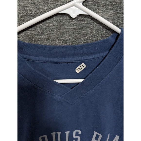 St Louis Rams NFL Long Sleeve V-Neck Graphic T-Shirt Blue Striped Sleeves Mens M - Picture 5 of 5